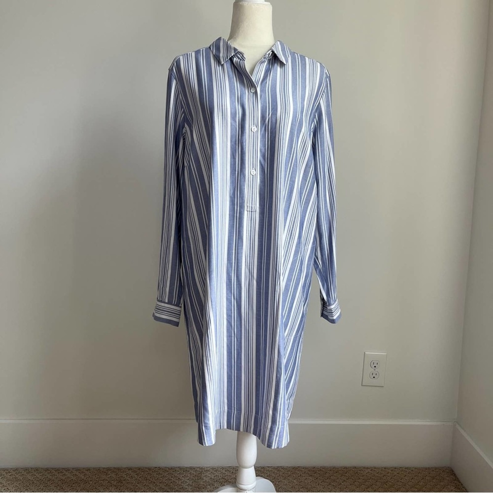 J. Jill Rayon Long Sleeve Striped Shirt Dress